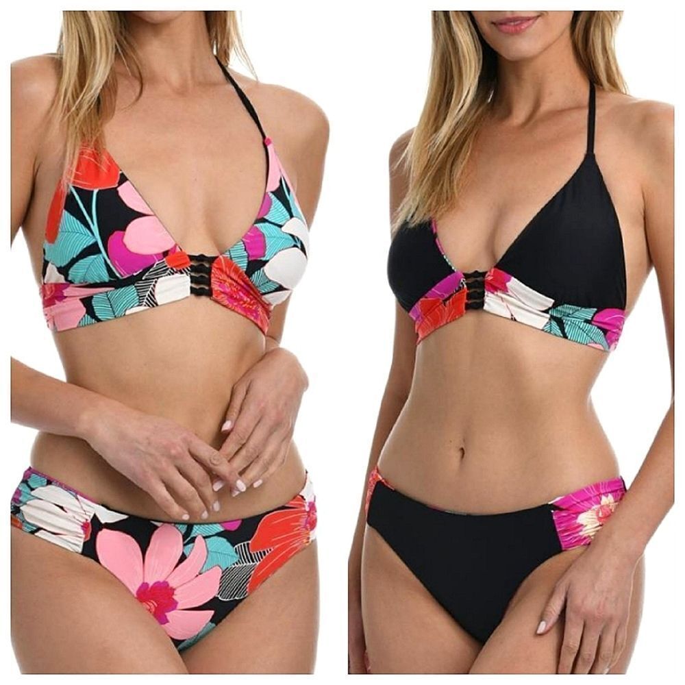 LA BLANCA IN FULL BLOOM REVERSIBLE BANDED HALTER BIKINI Banded hipster bottom 8